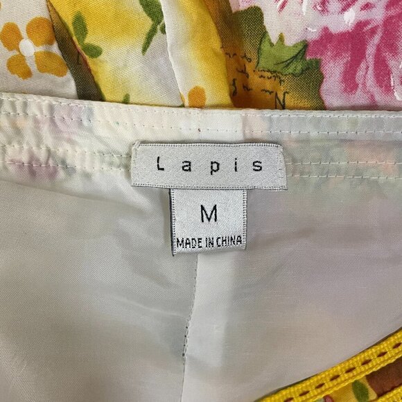 Lapis Women's Yellow Summer Floral Midi Skirt Medium Cotton Blend! - Picture 5 of 5